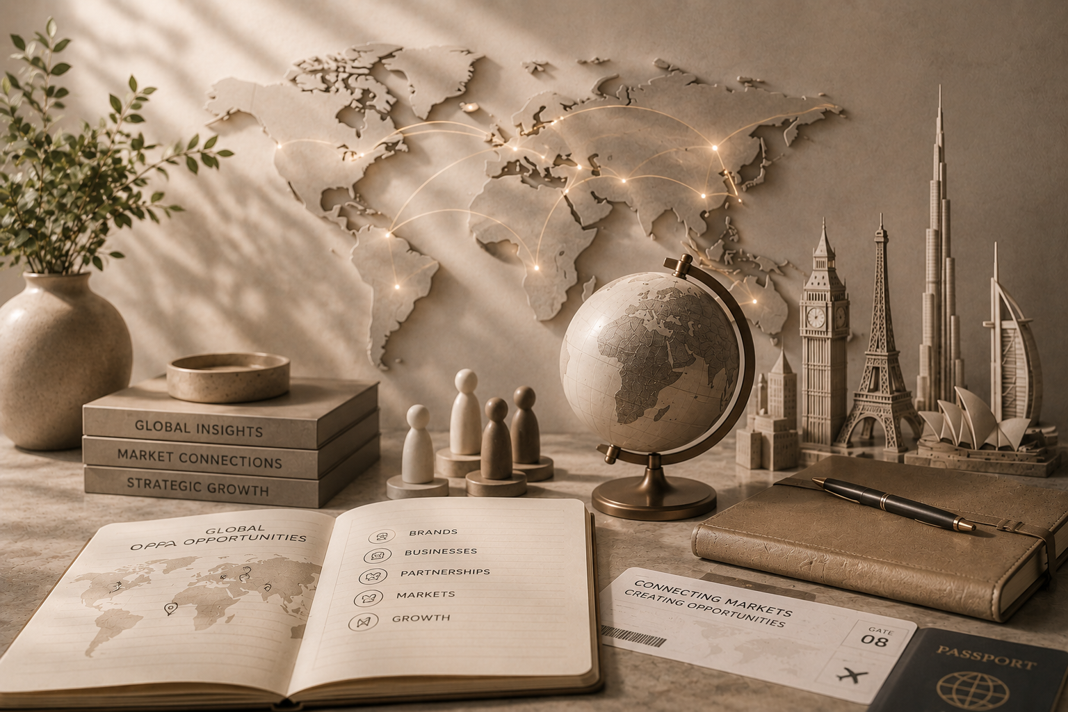 Global business meetings and travel and networking